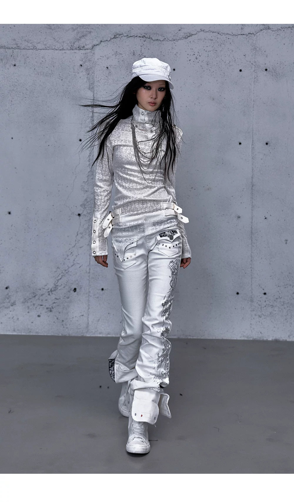 アシンメトリー ジャカードハイネックニット styling 36
