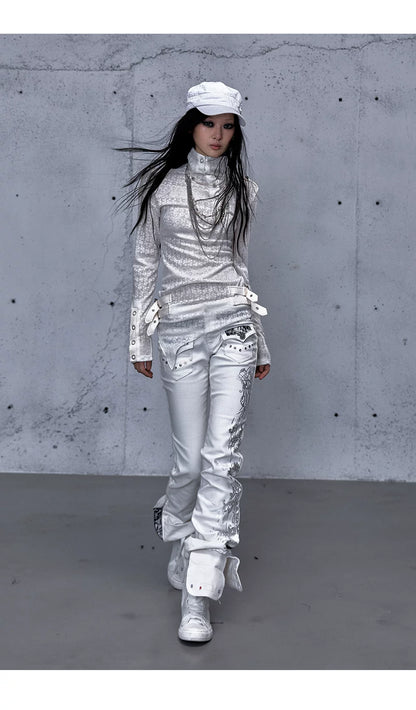 アシンメトリー ジャカードハイネックニット styling 36