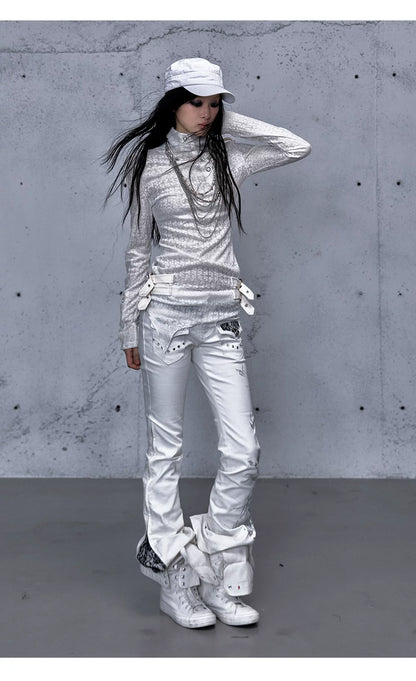 アシンメトリー ジャカードハイネックニット styling 37