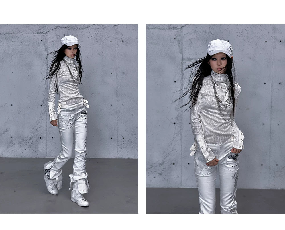 アシンメトリー ジャカードハイネックニット styling 38