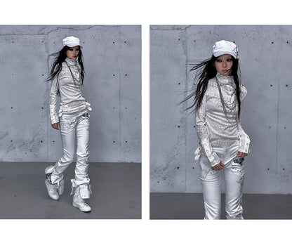 アシンメトリー ジャカードハイネックニット styling 38