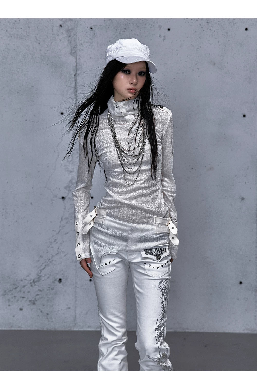 アシンメトリー ジャカードハイネックニット styling 41