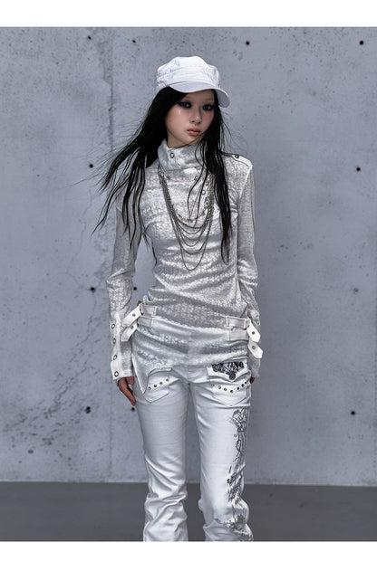 アシンメトリー ジャカードハイネックニット styling 41