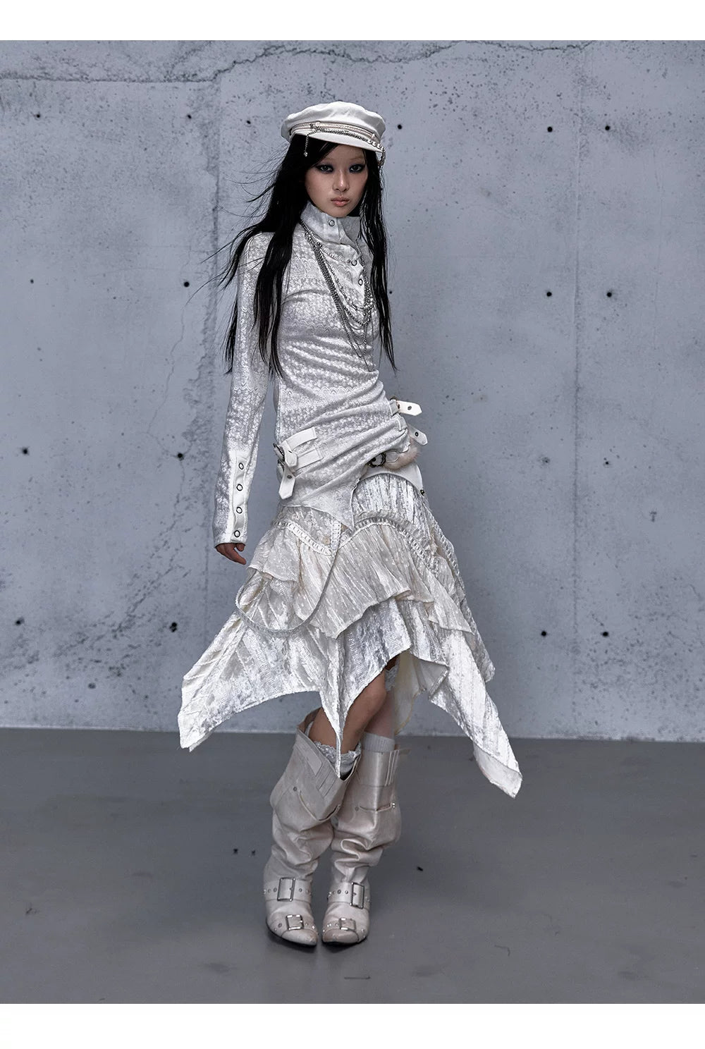 アシンメトリー ジャカードハイネックニット styling 43