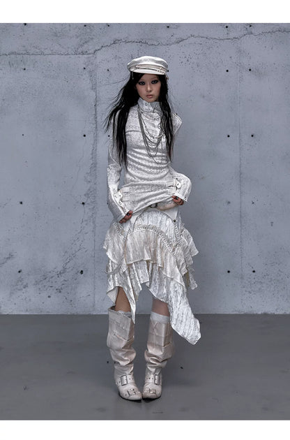 アシンメトリー ジャカードハイネックニット styling 44