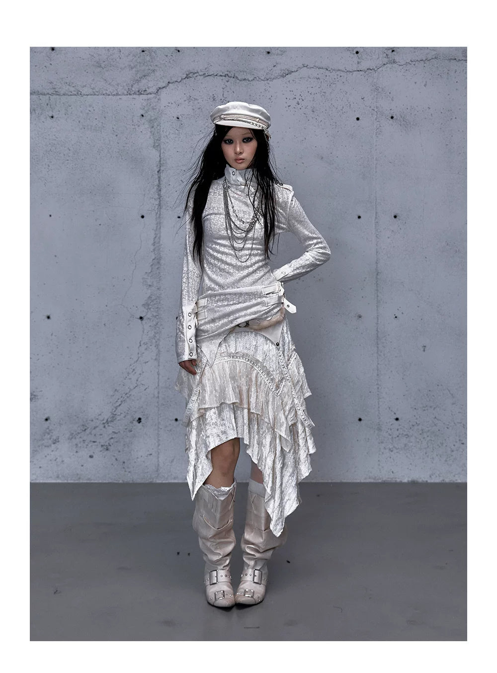 アシンメトリー ジャカードハイネックニット styling 46