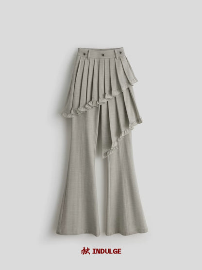 アシンメトリーレース レイヤードフレアパンツ IVORY 4