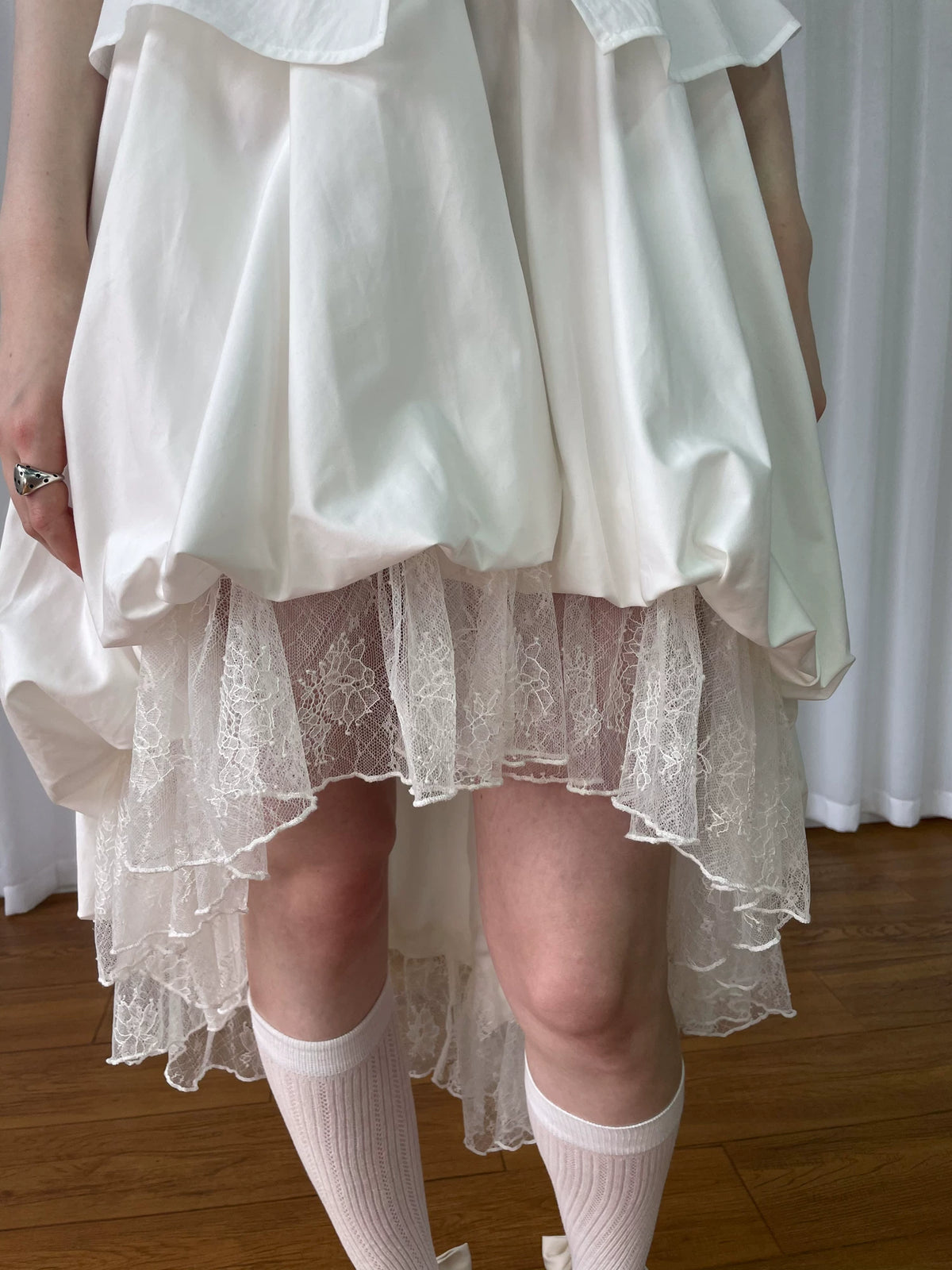 レースレイヤード バルーンアシンメトリースカート styling 9