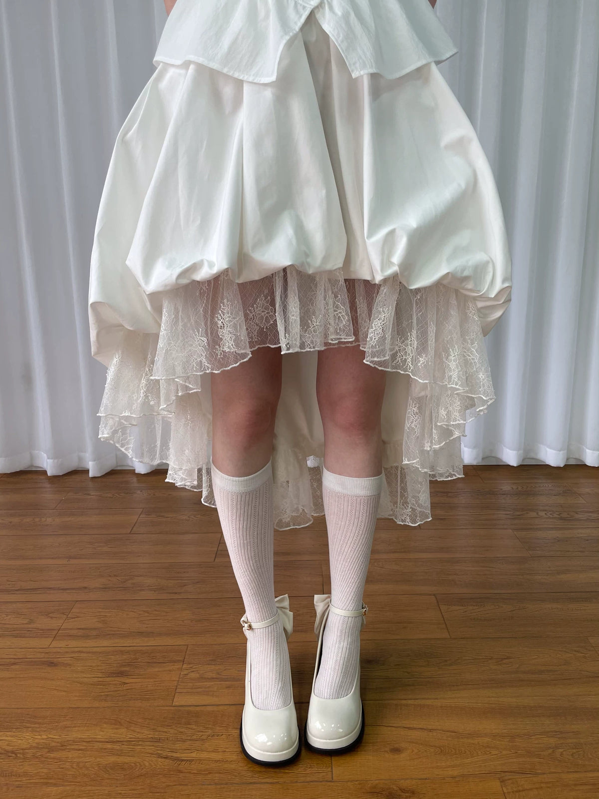 レースレイヤード バルーンアシンメトリースカート styling 10