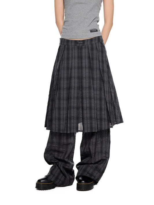 チェックプリーツスカートレイヤード パンツ product image 2