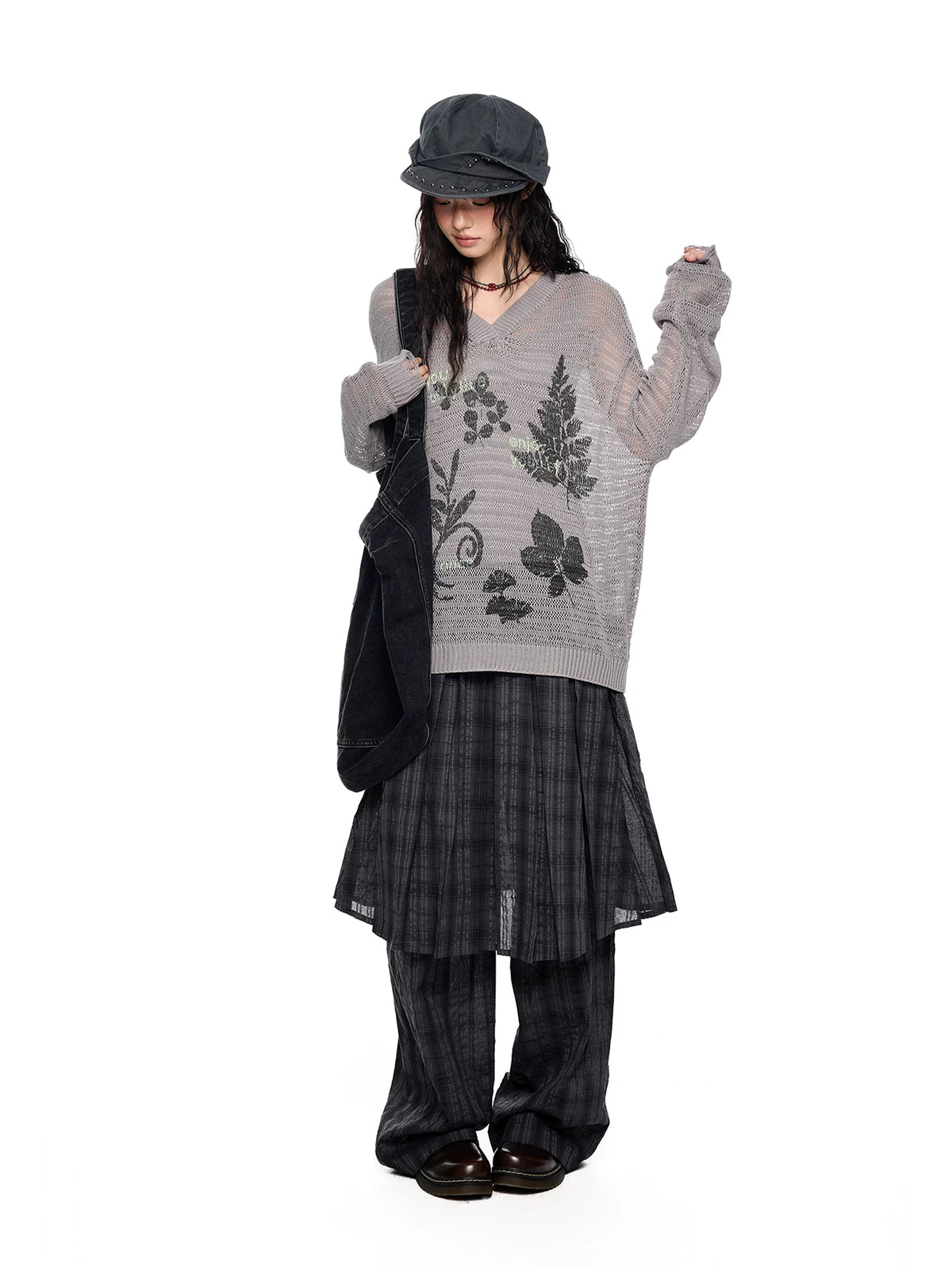 チェックプリーツスカートレイヤード パンツ product image 3
