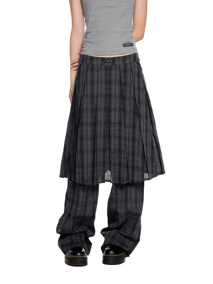 チェックプリーツスカートレイヤード パンツ product image 4