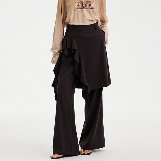 フリルスリット ドレープワイドキュロットパンツ OFF WHITE front