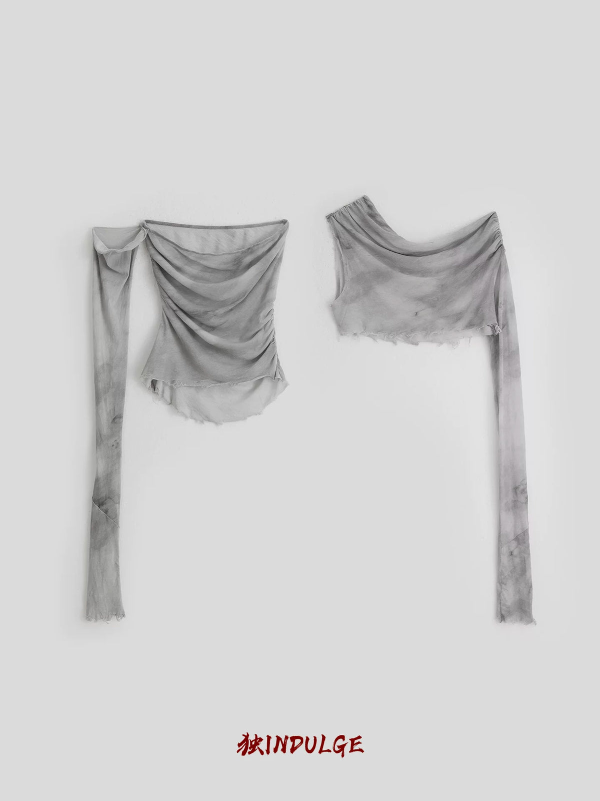 シアードレープ レイヤードロングスリーブトップス GREY 4