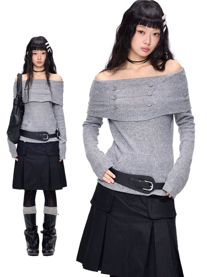 ナポレオンボタン ワンショルダーニット product image 2