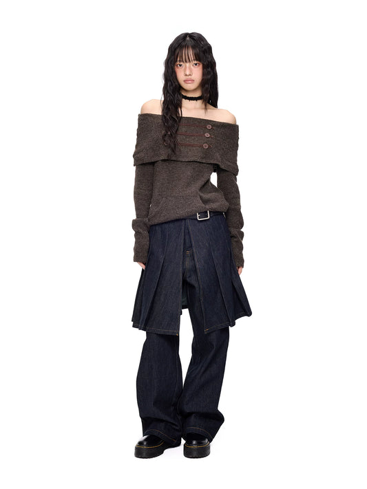ナポレオンボタン ワンショルダーニット product image 3