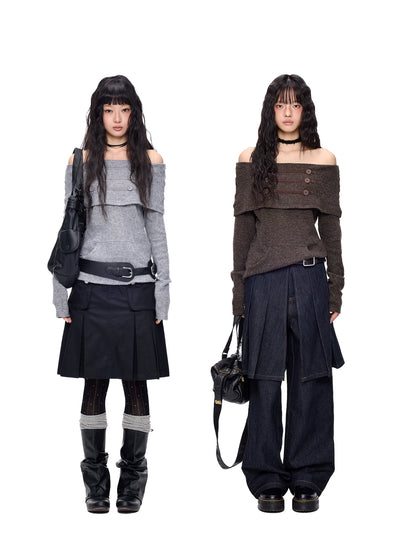 ナポレオンボタン ワンショルダーニット product image 4