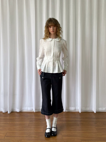 チェックカフ クロップドストレートパンツ styling 7