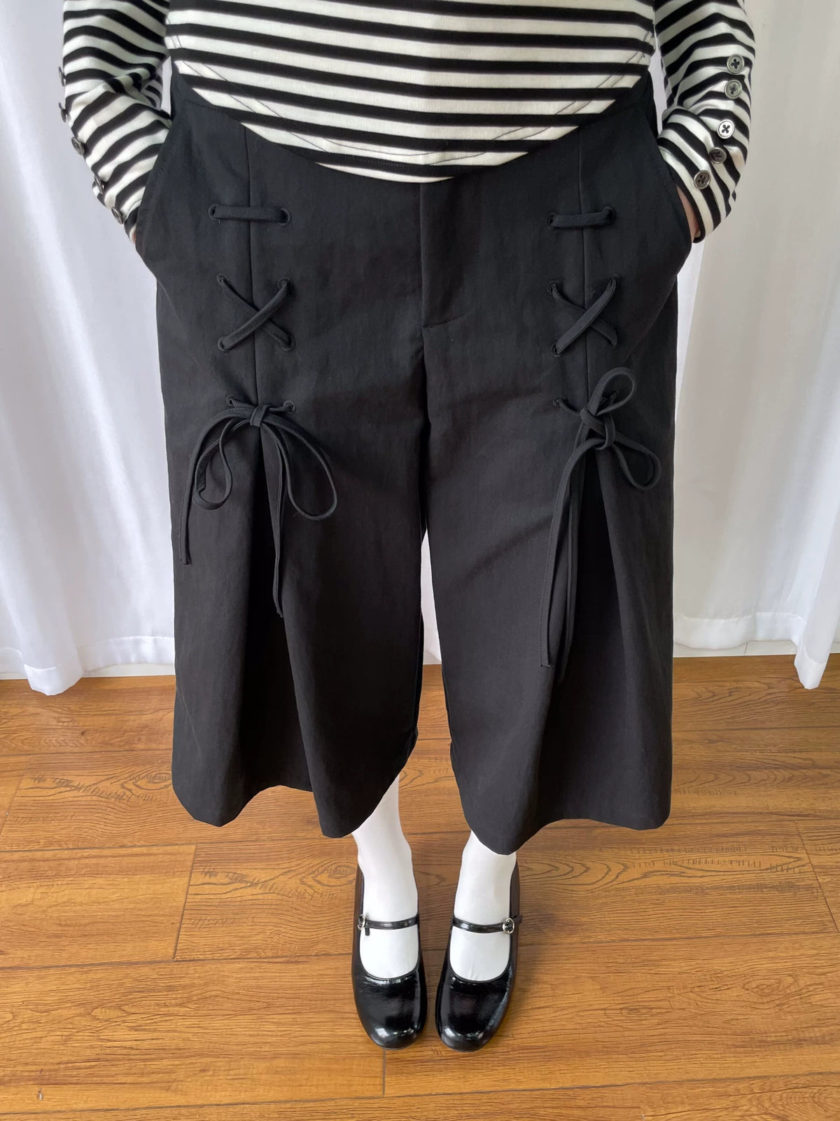サイドリボン ワイドクロップドパンツ detail 4