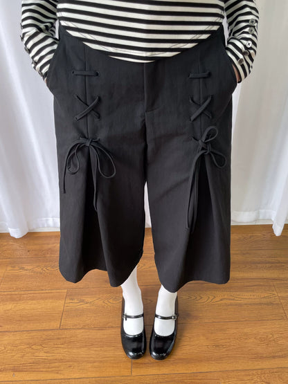 サイドリボン ワイドクロップドパンツ detail 4