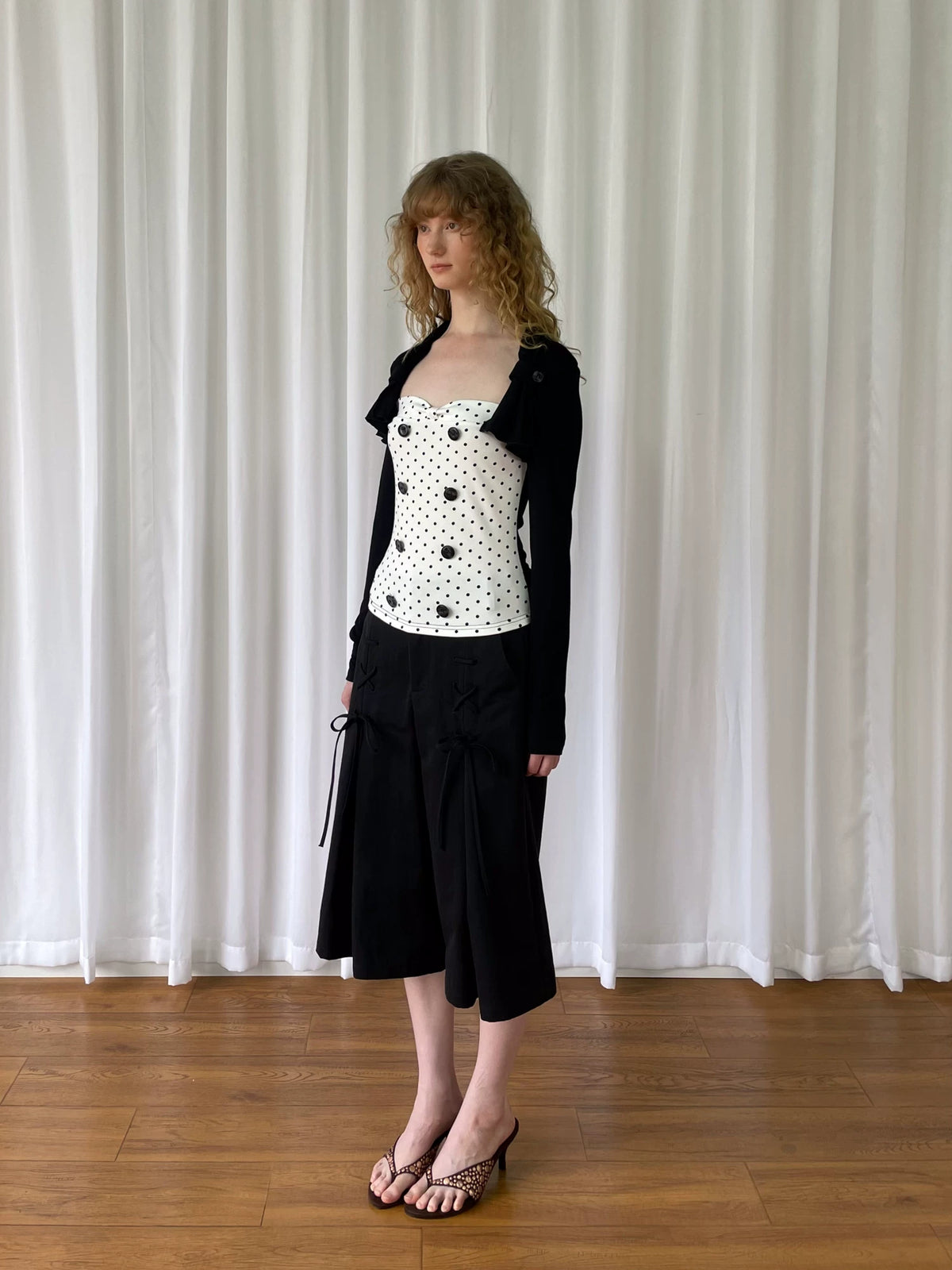 サイドリボン ワイドクロップドパンツ styling 6