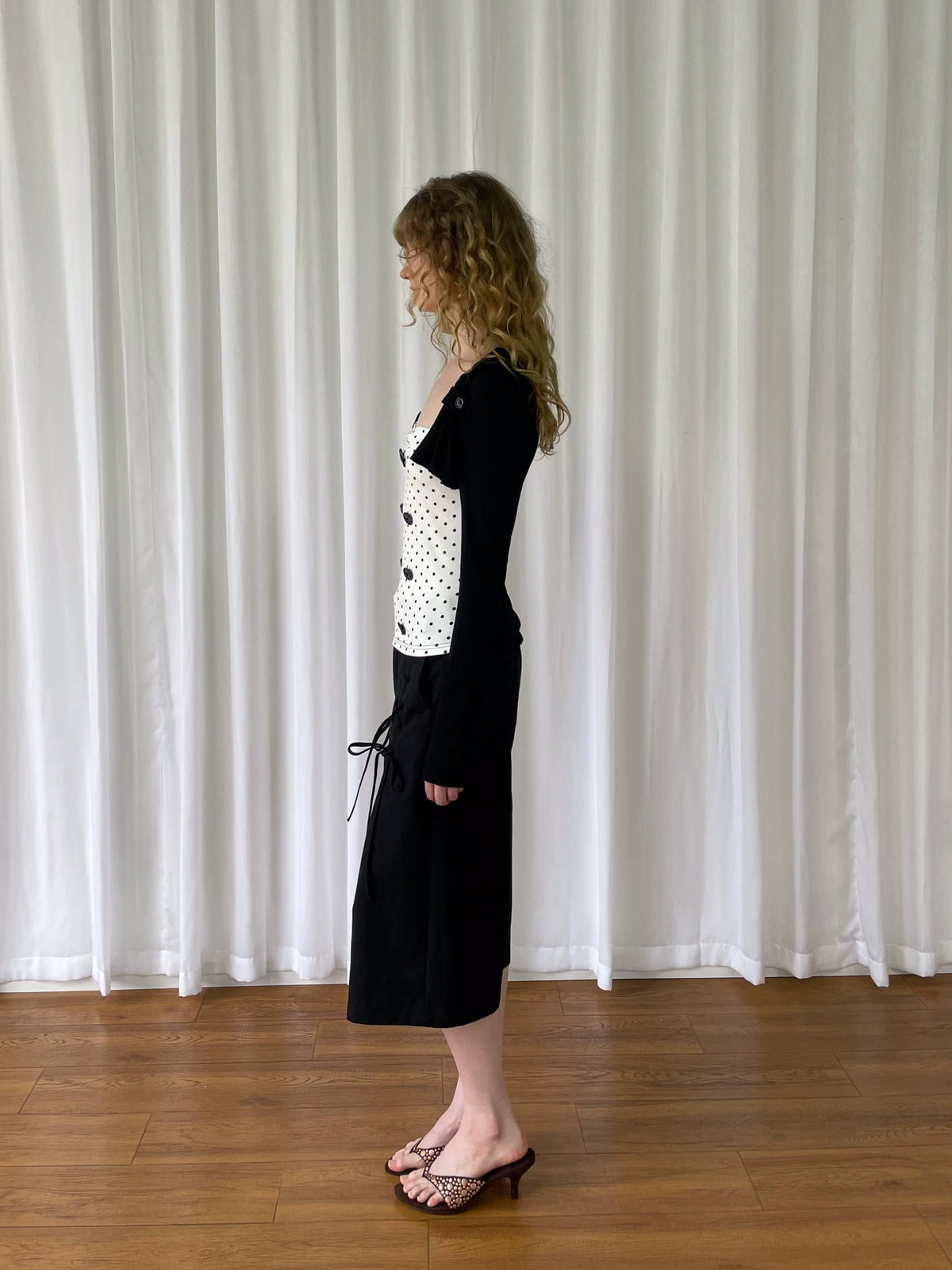 サイドリボン ワイドクロップドパンツ styling 7