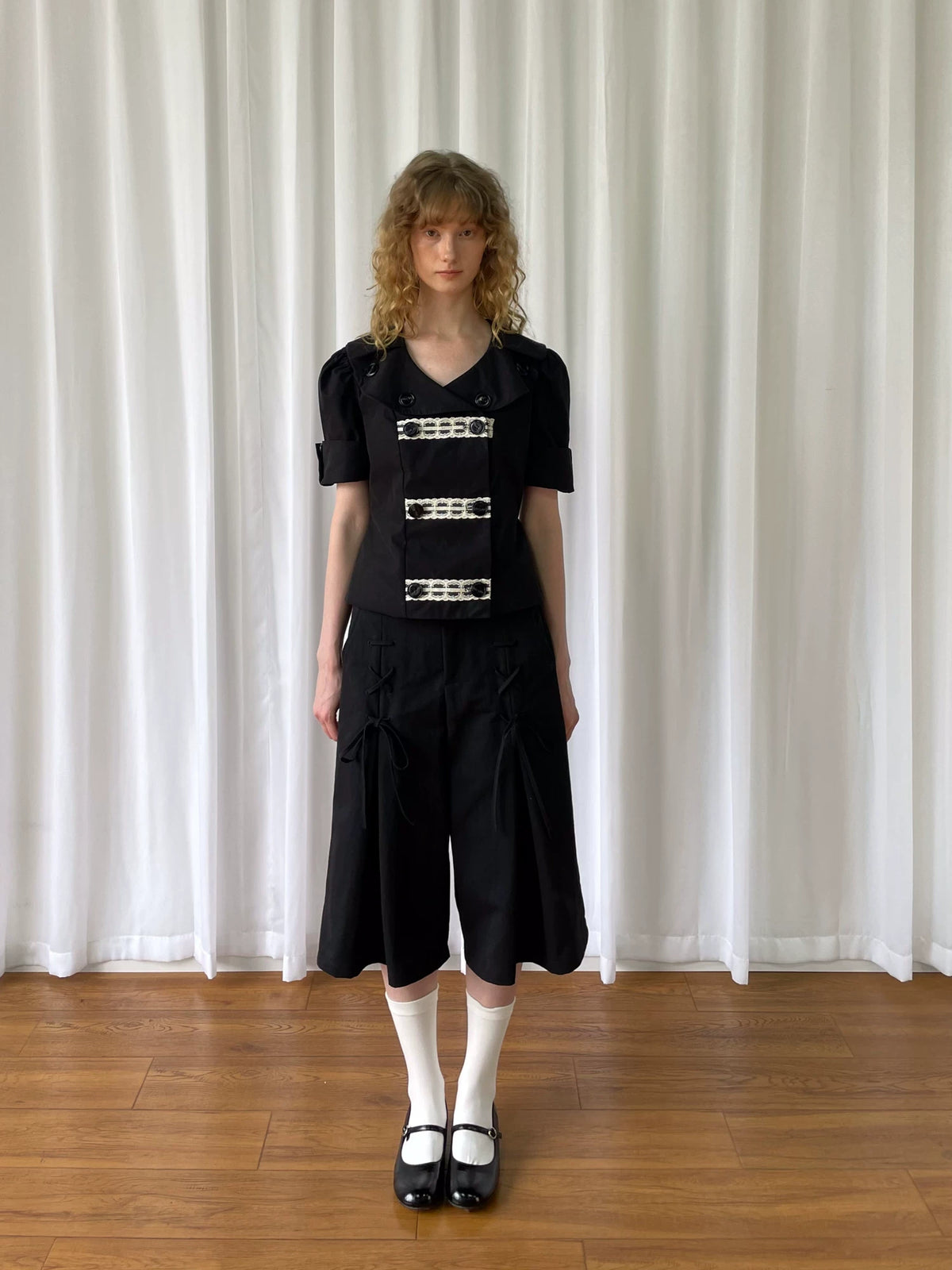 サイドリボン ワイドクロップドパンツ styling 9
