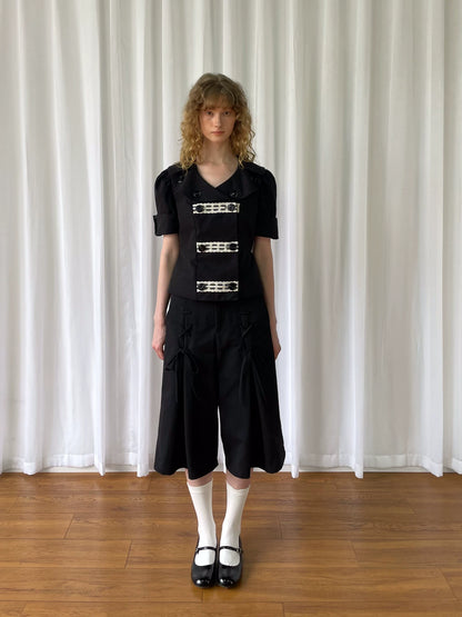 サイドリボン ワイドクロップドパンツ styling 9