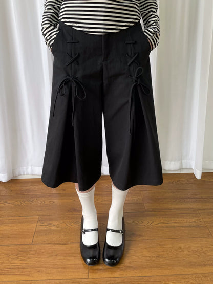 サイドリボン ワイドクロップドパンツ styling 11