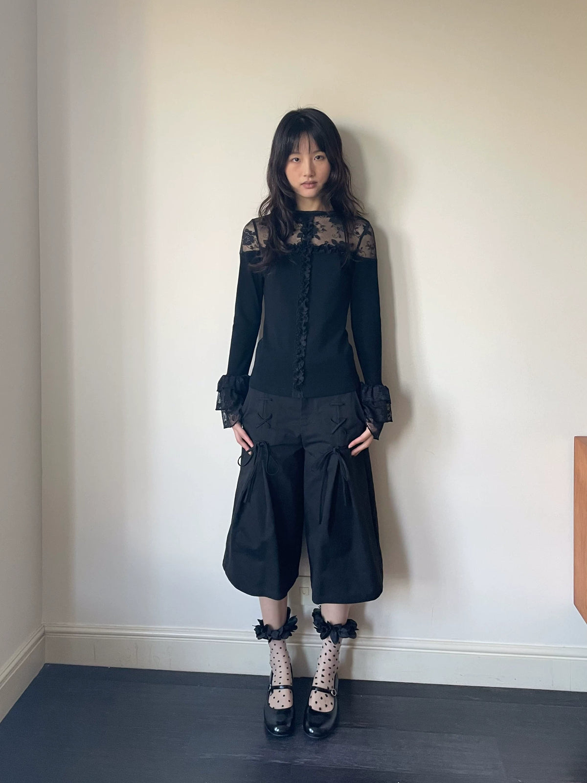 サイドリボン ワイドクロップドパンツ styling 12