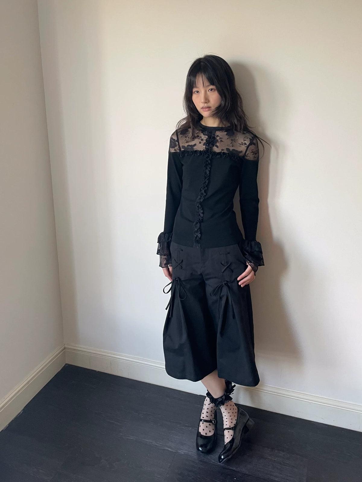 サイドリボン ワイドクロップドパンツ styling 14