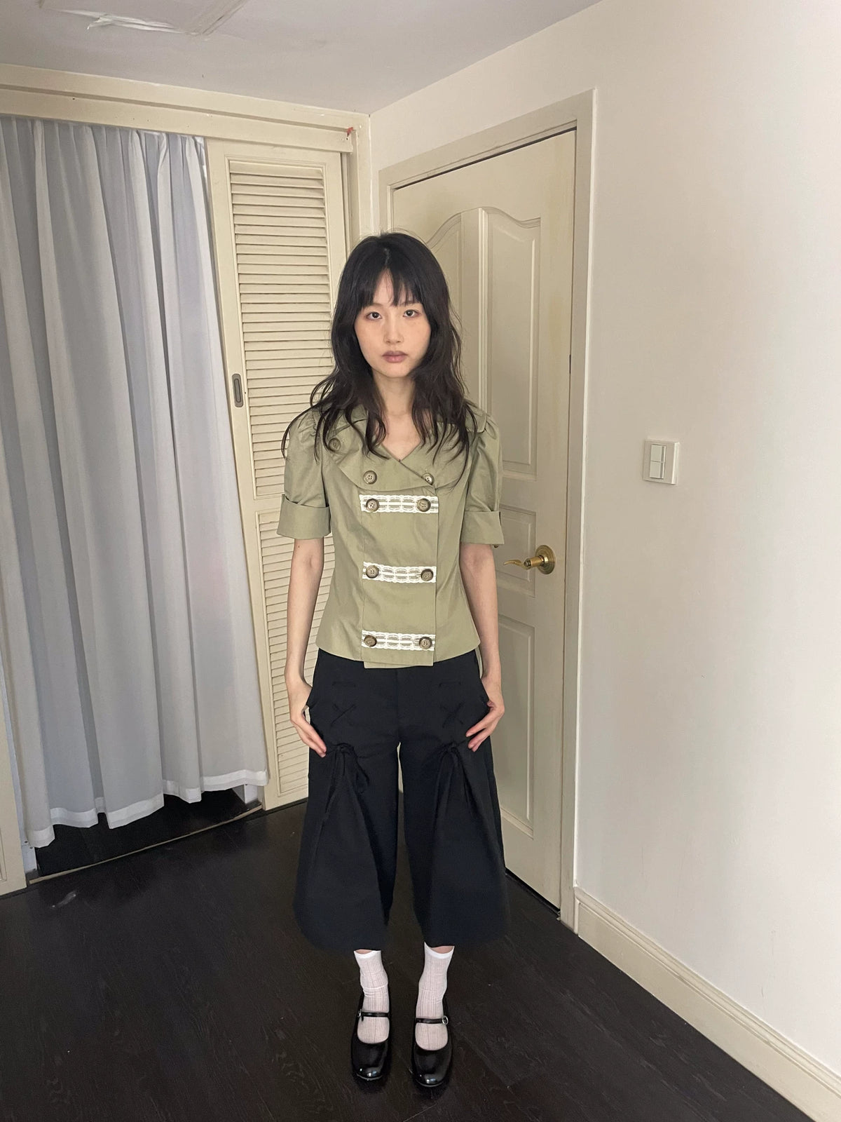 サイドリボン ワイドクロップドパンツ styling 17
