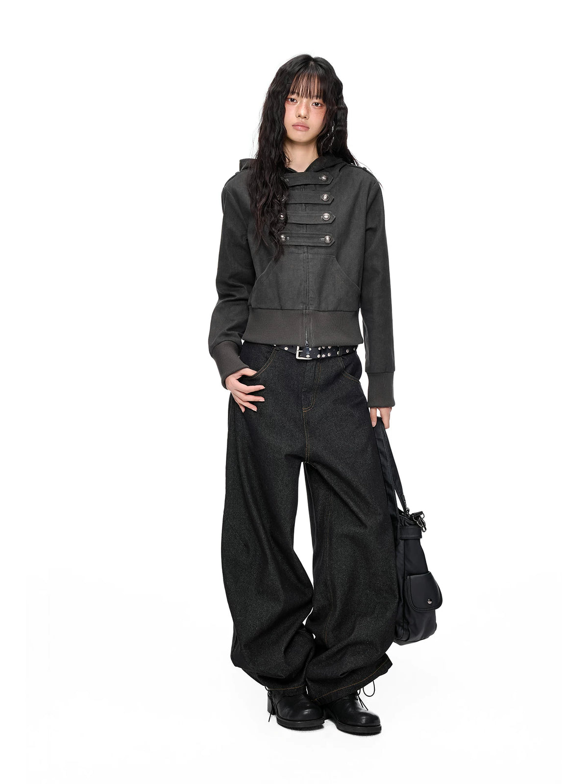 メタルバックル ダブルブレストフーデッドジャケット product image 4