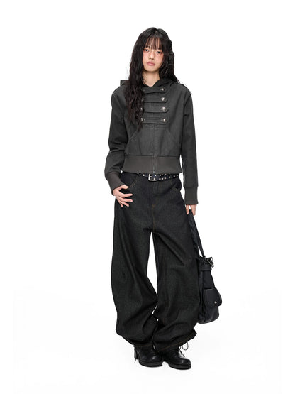 メタルバックル ダブルブレストフーデッドジャケット product image 4