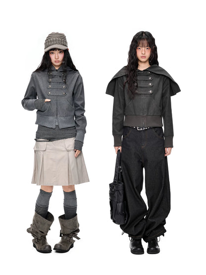 メタルバックル ダブルブレストフーデッドジャケット product image 5