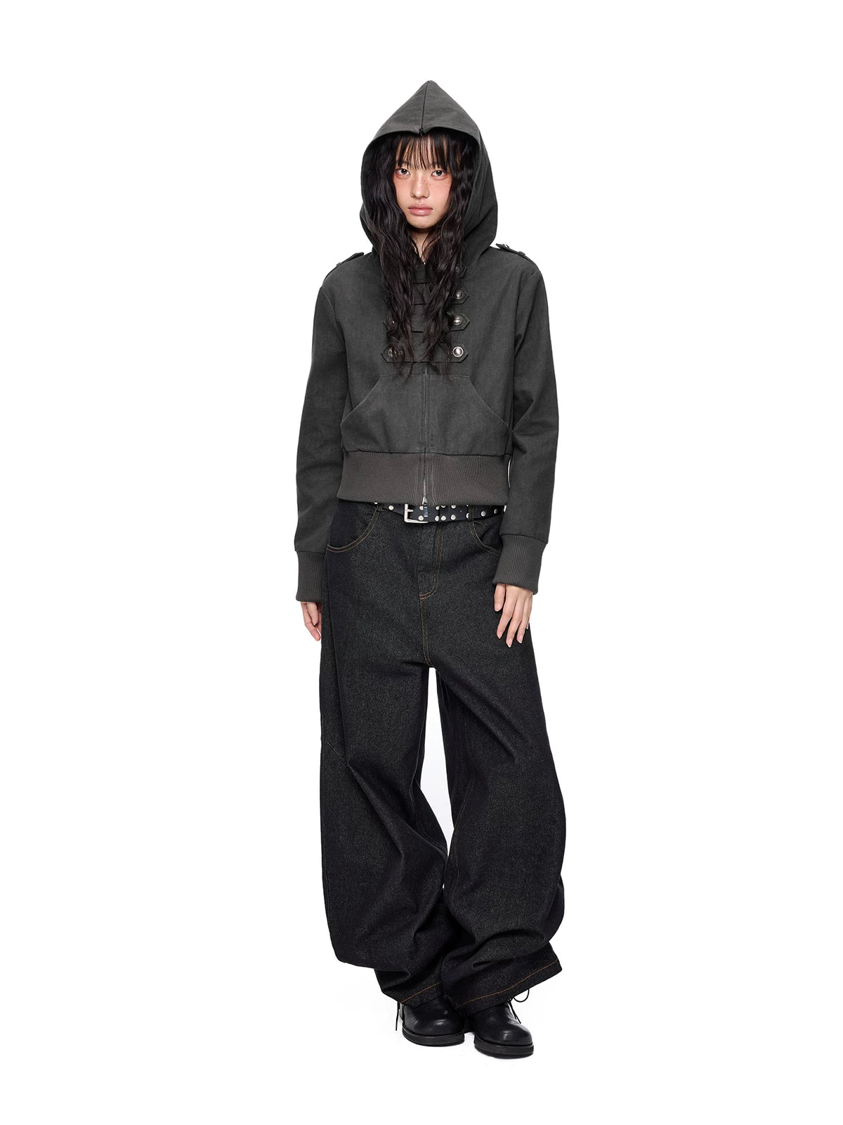 メタルバックル ダブルブレストフーデッドジャケット product image 6