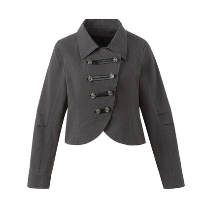 ストラクチャード ダブルブレストショートジャケット DARK GREY front