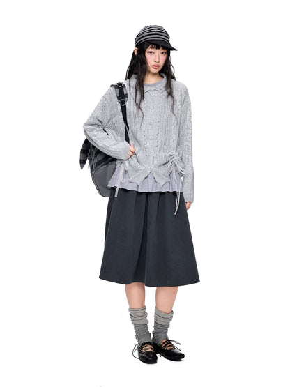 レースドローストリング ニットカーディガン product image 2