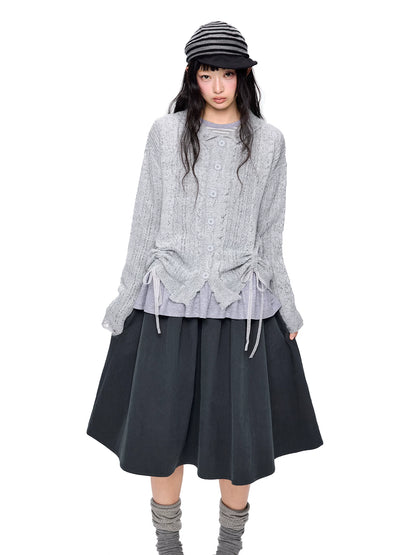 レースドローストリング ニットカーディガン product image 3