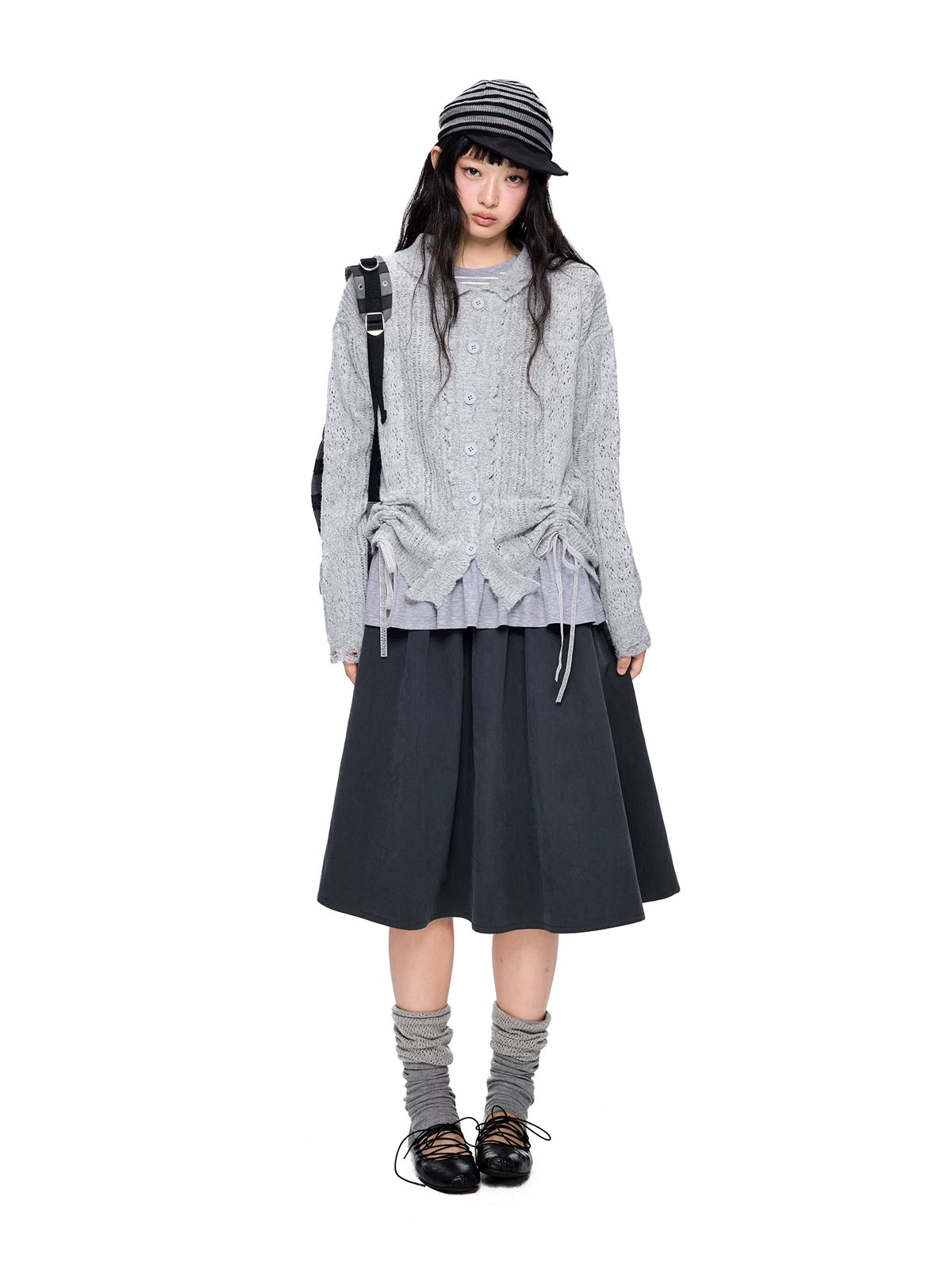 レースドローストリング ニットカーディガン product image 4