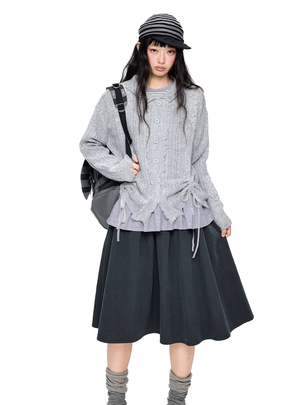 レースドローストリング ニットカーディガン product image 5