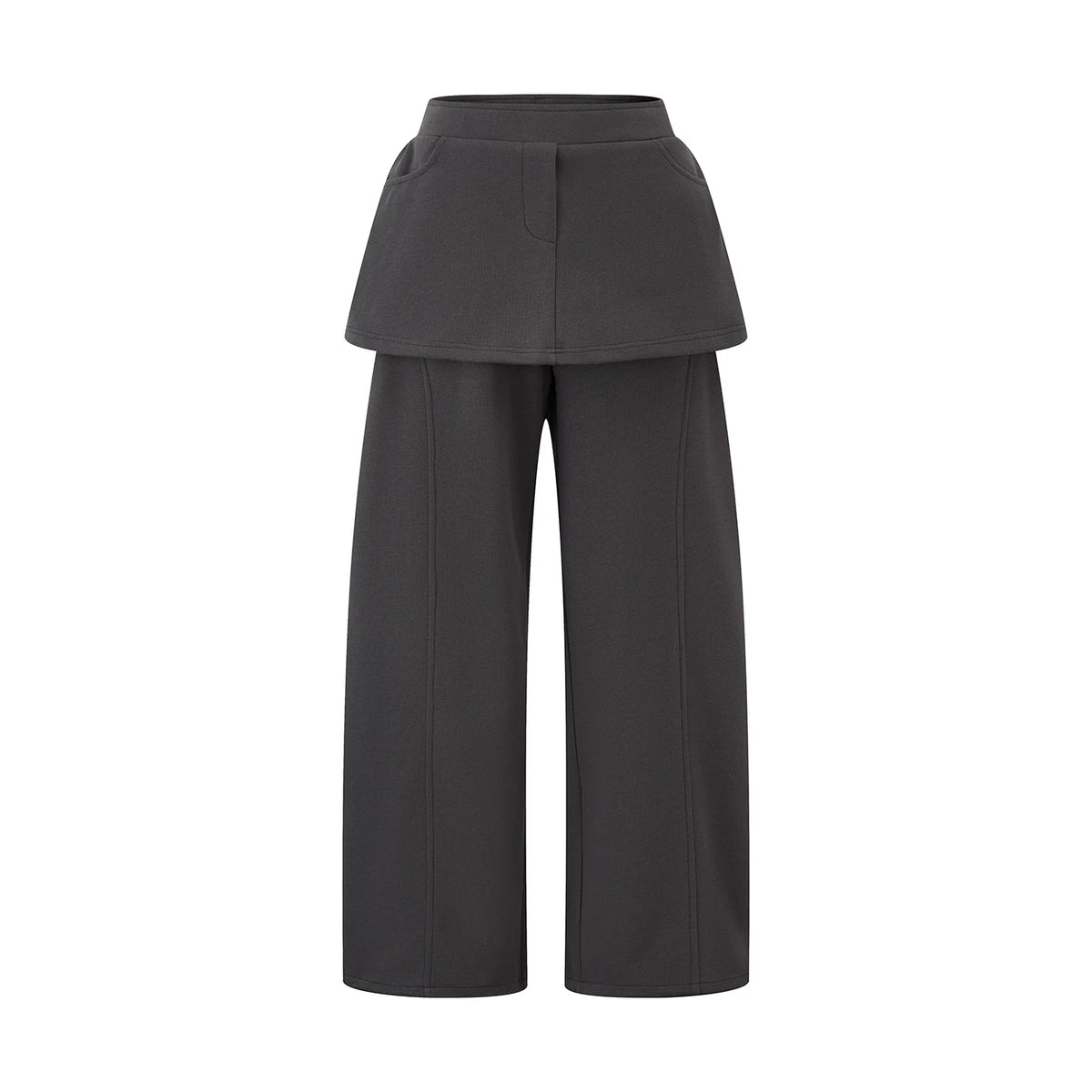 レイヤードパッチワーク ストレートパンツ DARK GREY front