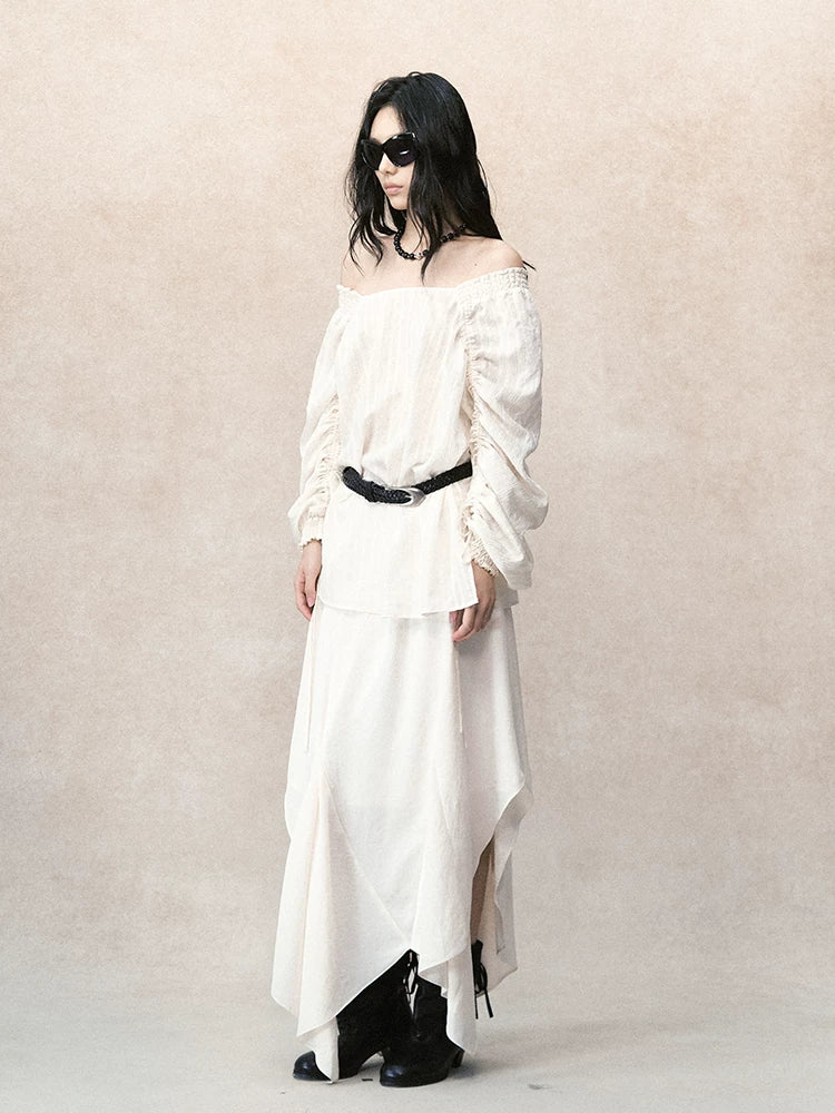 2WAYドローストリング ボリュームスリーブブラウス styling 11