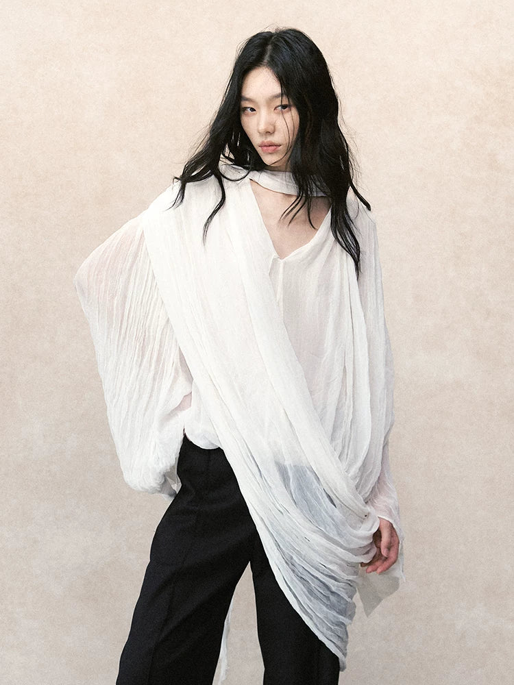 アシンメトリーレイヤード プリーツシャツ styling 5