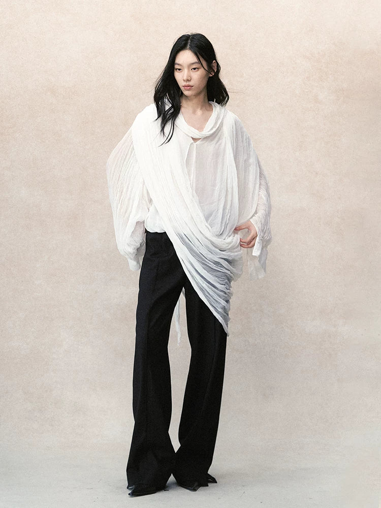 アシンメトリーレイヤード プリーツシャツ styling 7