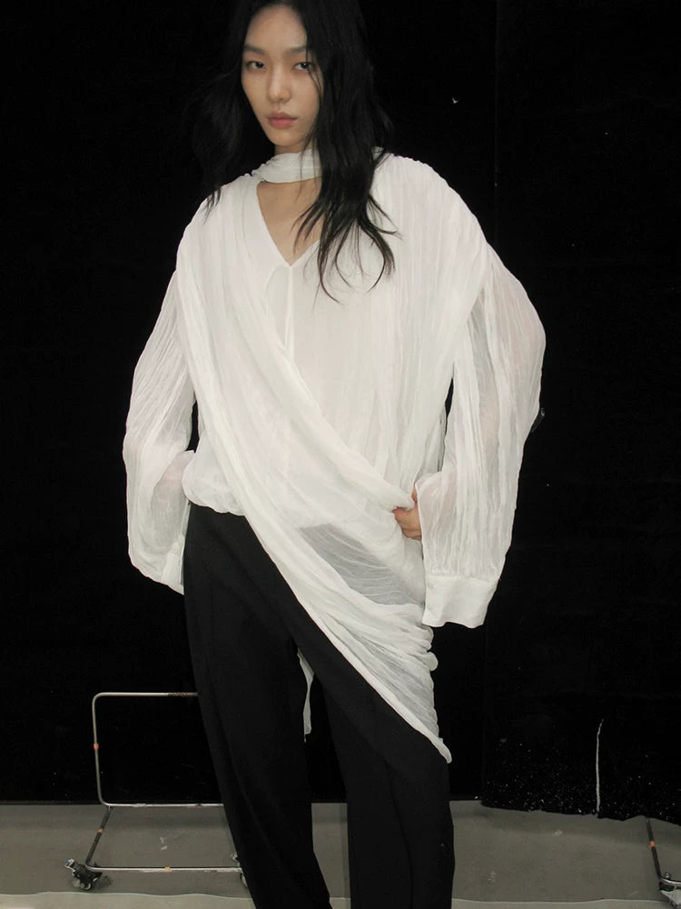 アシンメトリーレイヤード プリーツシャツ styling 9