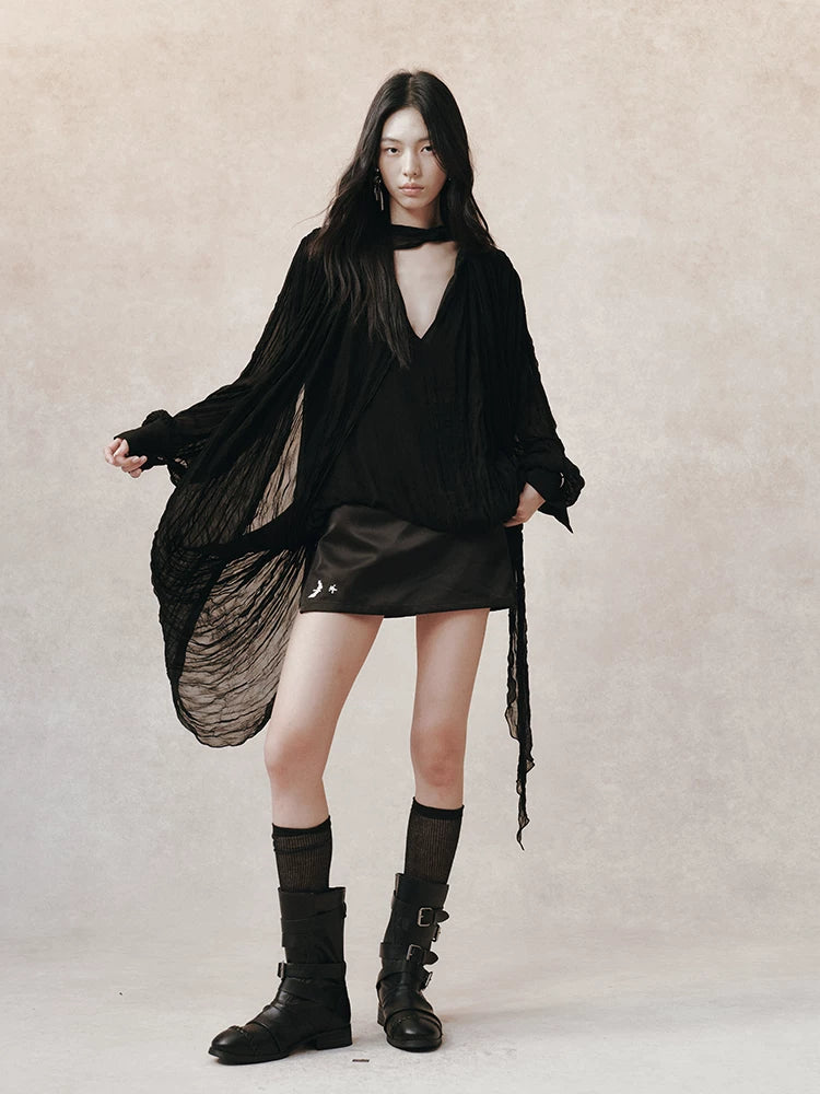 アシンメトリーレイヤード プリーツシャツ styling 10