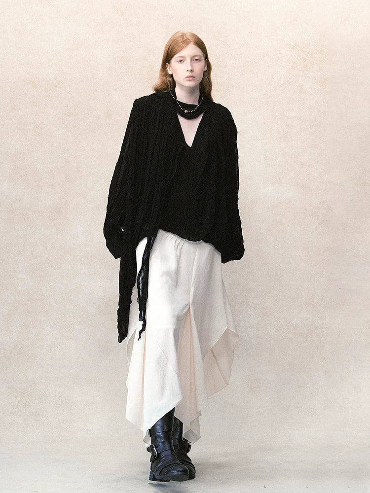 アシンメトリーレイヤード プリーツシャツ styling 12