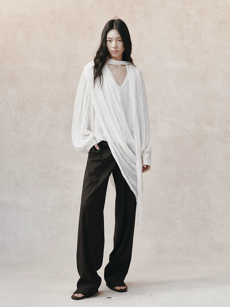 アシンメトリーレイヤード プリーツシャツ styling 14