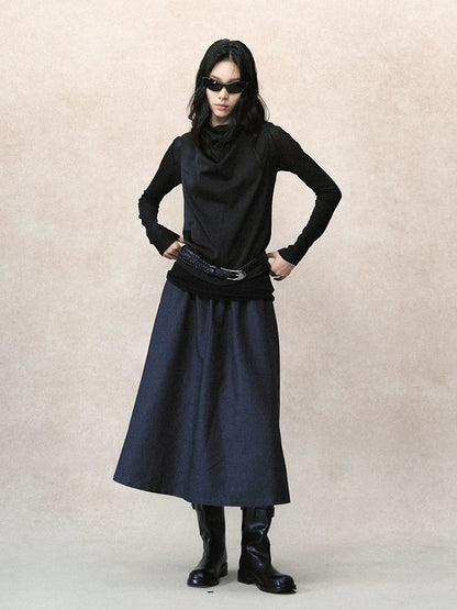 サテンドレープ カウルネックスリーブレストップス styling 12